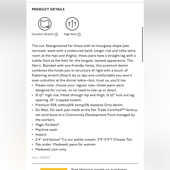 ❌SOLD❌Madewell Petite Curvy Slim Demi-Boot Jeans in Enright Wash 27P - Picture 3 of 6